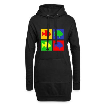 Fische - Hoodie-Kleid - Schwarz - Vorne