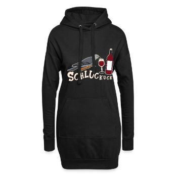 Schluckuck Wein Alkohol Saufen Party Feiern Vogel - Hoodie-Kleid - Schwarz - Vorne