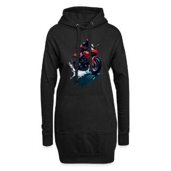 Moto sport - Sweat-shirt à capuche long Femme - noir - Devant