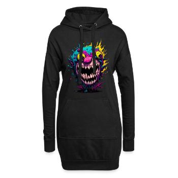 Bunter cooler Zombie - Hoodie-Kleid - Schwarz - Vorne
