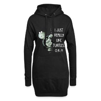 I just Really Like Turtles Schildkröte Spruch - Hoodie-Kleid - Schwarz - Vorne