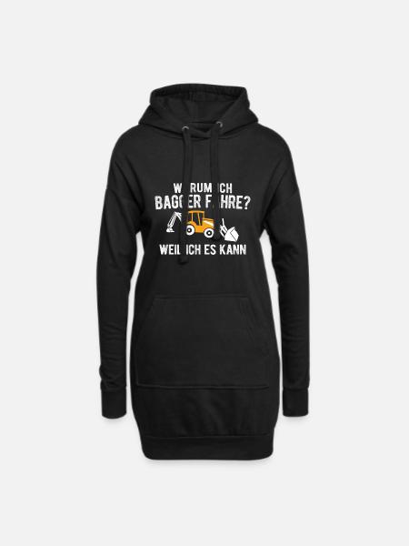 Warum Ich Bagger Fahre Weil Ich Es Kann Bagger - Hoodie-Kleid - Schwarz