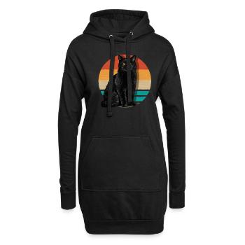 Black Cat Vintage - Hoodie-Kleid - Schwarz - Vorne