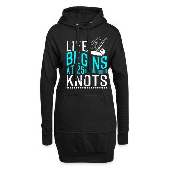 La vie de planche à voile commence à 25 nœuds - Sweat-shirt à capuche long Femme - noir - Devant