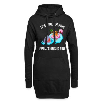 Es ist in Ordnung, mir geht es gut, alles ist in Ordnung Katze Flamingo - Hoodie-Kleid - Schwarz - Vorne