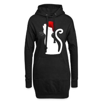 Katze Weihnachten Christmas Frohe Weihnachten - Hoodie-Kleid - Schwarz - Vorne