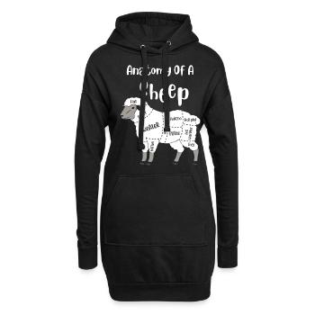 Anatomy of a Sheep Cute Yarn Wool Sheep Knitting - Hoodie-Kleid - Schwarz - Vorne