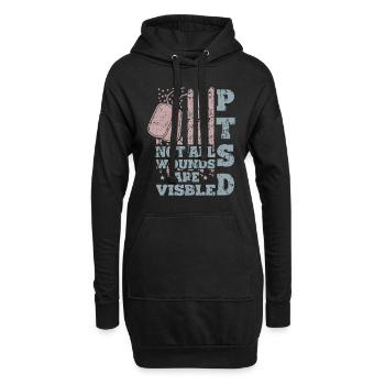 PTSD Nicht alle Wunden sind sichtbar - Hoodie-Kleid - Schwarz - Vorne