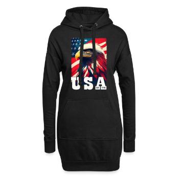 Proud Patriot Eagle : drapeau des États-Unis et Stars & Stripes - Sweat-shirt à capuche long Femme - noir - Devant