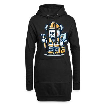 Cute Bear Construction Worker - Hoodie-Kleid - Schwarz - Vorne