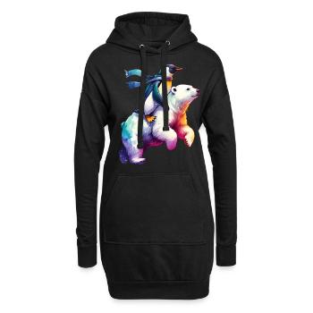 Lustiger Pinguin und Eisbär Geschenk - Hoodie-Kleid - Schwarz - Vorne