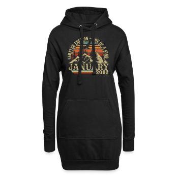 Janvier 2002 - Cadeau Anniversaire Janvier 2002 - Sweat-shirt à capuche long Femme - noir - Devant