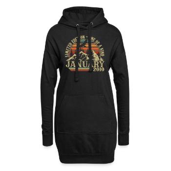 Janvier 2010 - Cadeau Anniversaire Janvier 2010 - Sweat-shirt à capuche long Femme - noir - Devant