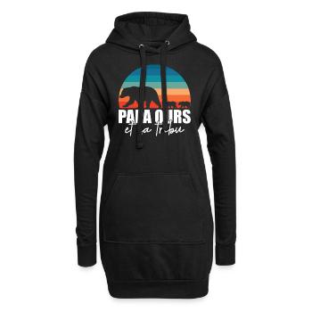 Papa ours - Petits ours - Sweat-shirt à capuche long Femme - noir - Devant