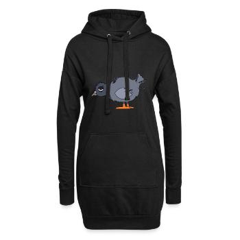 Pigeon fatigué - Sweat-shirt à capuche long Femme - noir - Devant