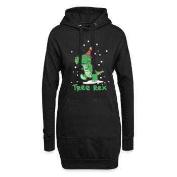 Weihnachten Tree Rex - Hoodie-Kleid - Schwarz - Vorne