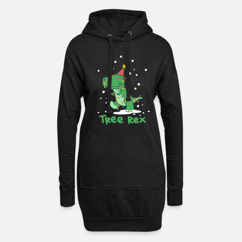 Weihnachten Tree Rex - Hoodie-Kleid - Schwarz