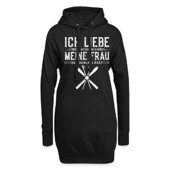 Ich Liebe Skifahren Apres Ski - Hoodie-Kleid - Schwarz - Vorne