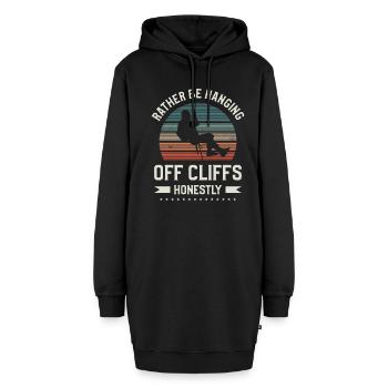 Hänge lieber an Klippen und seile dich ehrlich ab - Hoodie-Kleid - Schwarz - Vorne - AI Model Female 172 light (172cm)