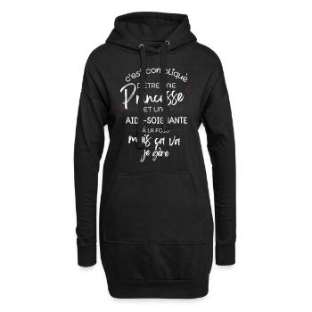 T-shirt Princesse Aide Soignante - cadeau drôle - Sweat-shirt à capuche long Femme - noir - Devant