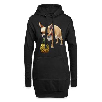 Chihuahua mit Ananas - Hoodie-Kleid - Schwarz - Vorne