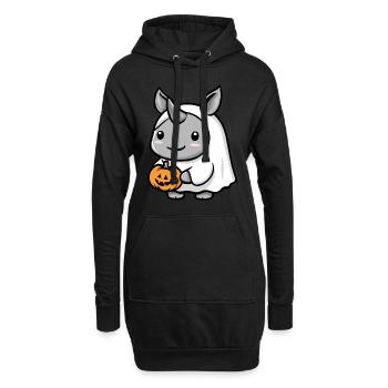Rhino Halloween bande dessinée fantôme - Sweat-shirt à capuche long Femme - noir - Devant