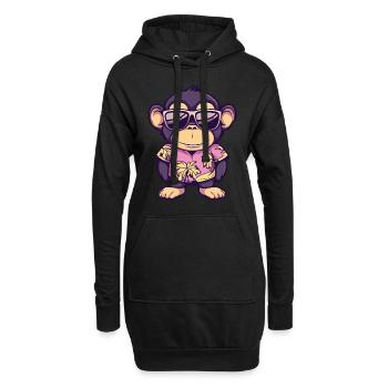 Affe Comic Lustig Sommer - Hoodie-Kleid - Schwarz - Vorne