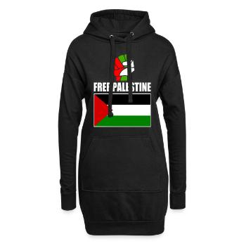 Free palestine - Sweat-shirt à capuche long Femme - noir - Devant