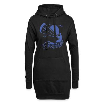 Kitesurfer Silhouette, Kiten Abenteuer Design - Hoodie-Kleid - Schwarz - Vorne
