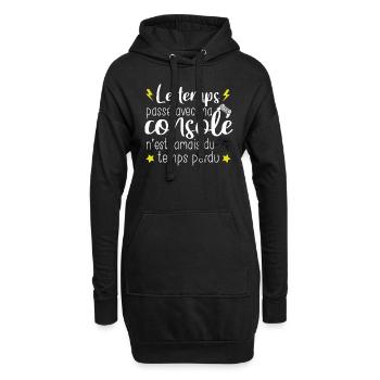 Console Jeux Game Gamer Gaming Gameuse Cadeau - Sweat-shirt à capuche long Femme - noir - Devant