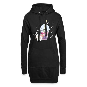 Kawaii Boba Bubble Getränk Japan Milchtee Manga - Hoodie-Kleid - Schwarz - Vorne