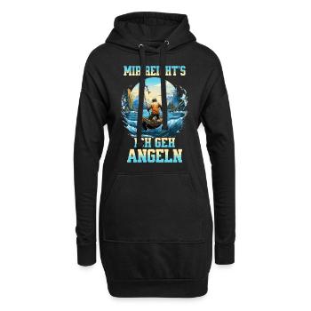 Angeln Angler Boot Wasser Fisch Natur Berge - Hoodie-Kleid - Schwarz - Vorne