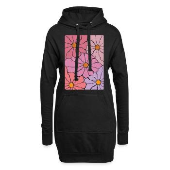 Boho Flora Blumen - Hoodie-Kleid - Schwarz - Vorne