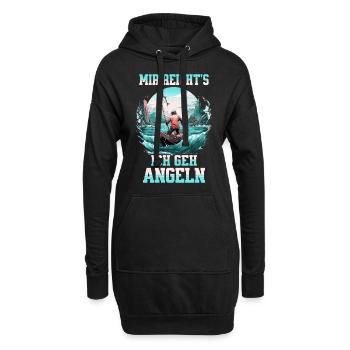 Angeln Angler Boot Wasser Fisch Natur Berge - Hoodie-Kleid - Schwarz - Vorne