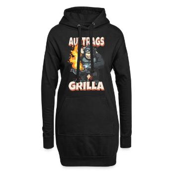 Grillen Grilla Griller Gorilla BBQ Spruch Lustig - Hoodie-Kleid - Schwarz - Vorne