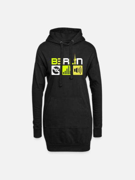 Berlin Musik - Hoodie-Kleid - Schwarz