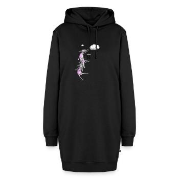Reine Wollwolke - Hoodie-Kleid - Schwarz - Vorne - AI Model Female 172 light (172cm)