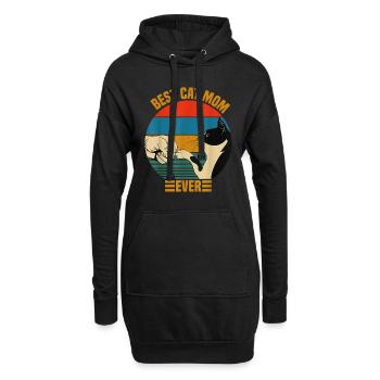 Katzen Mutter Cat Mom Mama - Hoodie-Kleid - Schwarz - Vorne