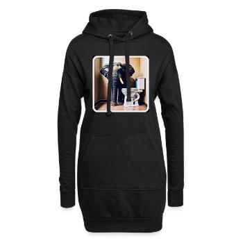 Éléphant debout dans les toilettes - Sweat-shirt à capuche long Femme - noir - Devant