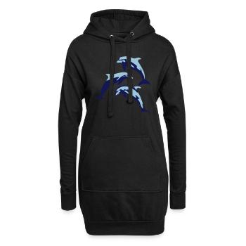 Dolphins - dauphins - Sweat-shirt à capuche long Femme - noir - Devant