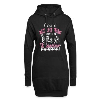 Coole Mädels spielen Klavier - Hoodie-Kleid - Schwarz - Vorne