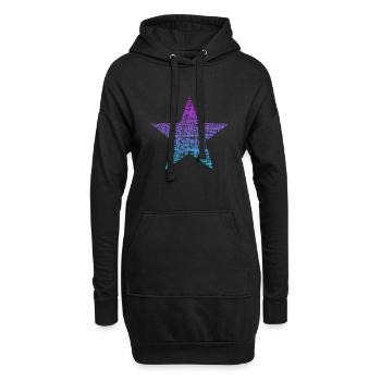 bunter Stern, colorful star - Hoodie-Kleid - Schwarz - Vorne
