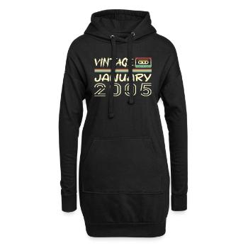 Vintage Janvier 2005 - Anniversaire Janvier 2005 - Sweat-shirt à capuche long Femme - noir - Devant