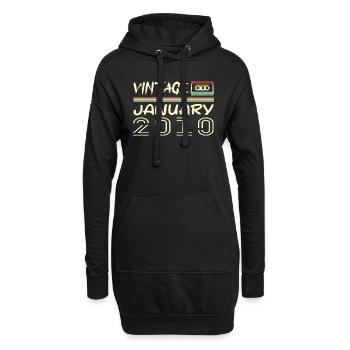 Vintage Janvier 2010 - Anniversaire Janvier 2010 - Sweat-shirt à capuche long Femme - noir - Devant
