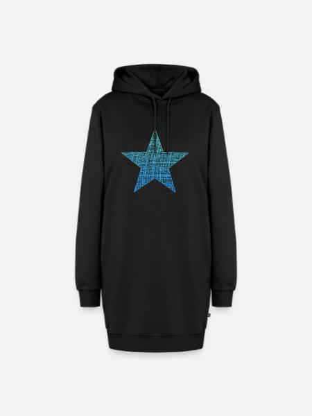 blauer stern, blue star - Hoodie-Kleid - Schwarz