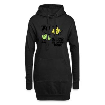 Geburtstag 70, Eulen am Drahtseil, rund - Hoodie-Kleid - Schwarz - Vorne