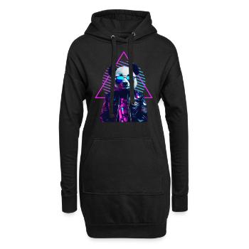 Retro Panda 80s Lederjacke Neonfarben - Hoodie-Kleid - Schwarz - Vorne