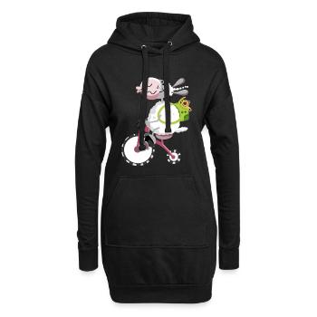 Schaf fährt Fahrrad - Hoodie-Kleid - Schwarz - Vorne