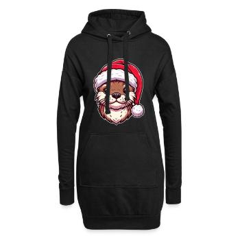Magie de la loutre de Noël - Design festif - Sweat-shirt à capuche long Femme - noir - Devant