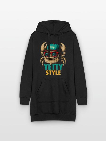 Graphisme Yeti Style Yetty - Sweat-shirt à capuche long Femme - noir - Devant